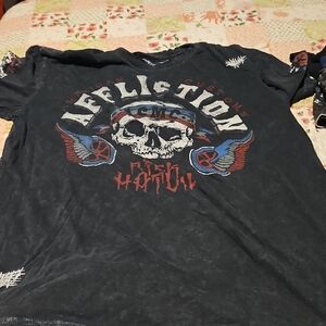 Affliction Black  Skull & Wings Graphic Tee